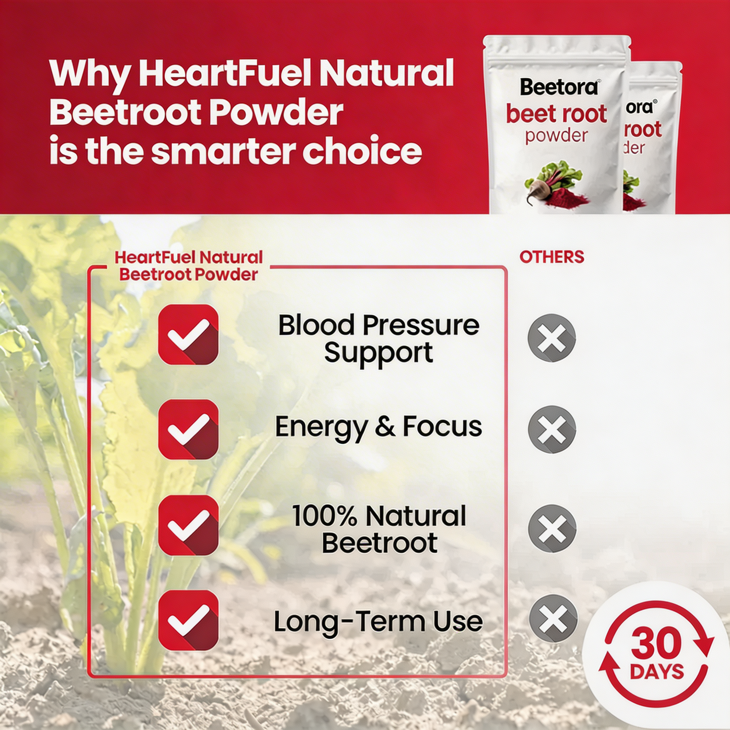 Natural Beet Root Powder — Boost Energy Support Blood Flow 