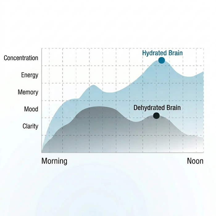 Graphique cerveau hydraté vs déshydraté